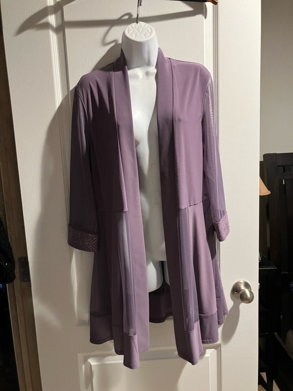 R&M Richards Lavender Sheer Open-Front evening jacket